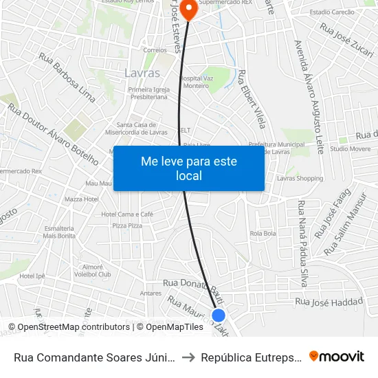 Rua Comandante Soares Júnior, 362 to República Eutrepsemia map