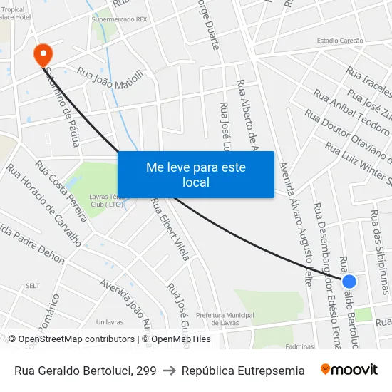 Rua Geraldo Bertoluci, 299 to República Eutrepsemia map