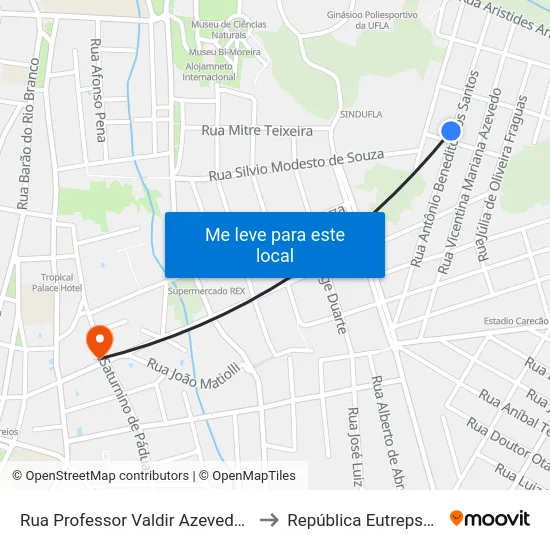 Rua Professor Valdir Azevedo, 145 to República Eutrepsemia map