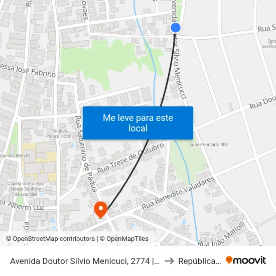 Avenida Doutor Silvio Menicuci, 2774 | Centro De Especialidades Odontológicas to República Eutrepsemia map