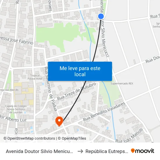 Avenida Doutor Silvio Menicuci, 2775 to República Eutrepsemia map