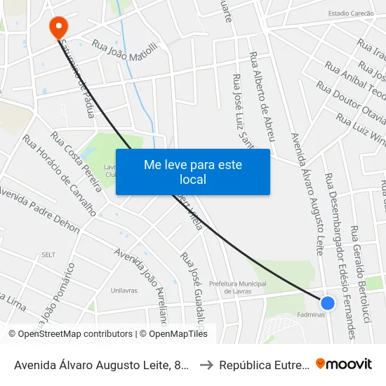 Avenida Álvaro Augusto Leite, 867 | Fadminas to República Eutrepsemia map