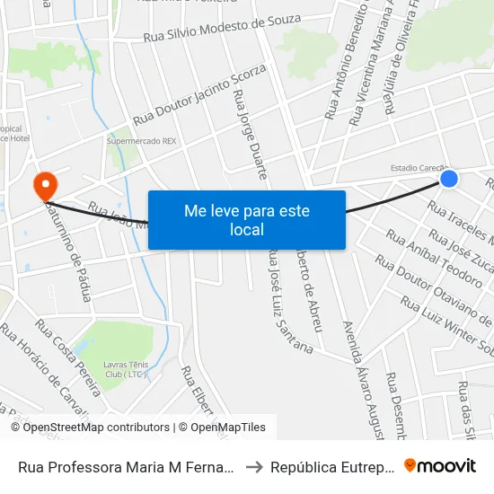 Rua Professora Maria M Fernandes, 350 to República Eutrepsemia map