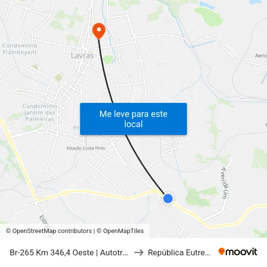Br-265 Km 346,4 Oeste | Autotrans Lavras to República Eutrepsemia map