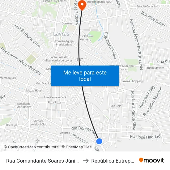 Rua Comandante Soares Júnior, 481a to República Eutrepsemia map