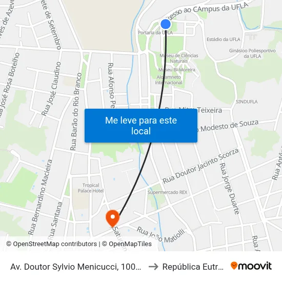 Av. Doutor Sylvio Menicucci, 1001 | Portaria Ufla to República Eutrepsemia map