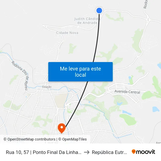 Rua 10, 57 | Ponto Final Da Linha 01 No Cohab to República Eutrepsemia map