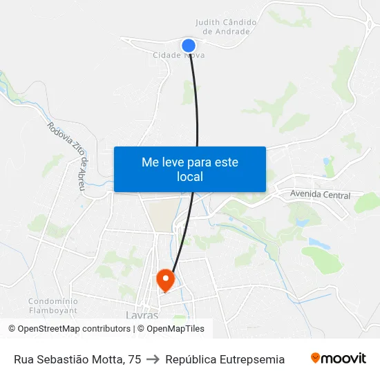 Rua Sebastião Motta, 75 to República Eutrepsemia map