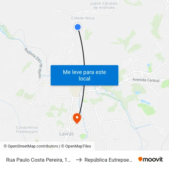Rua Paulo Costa Pereira, 1232 to República Eutrepsemia map