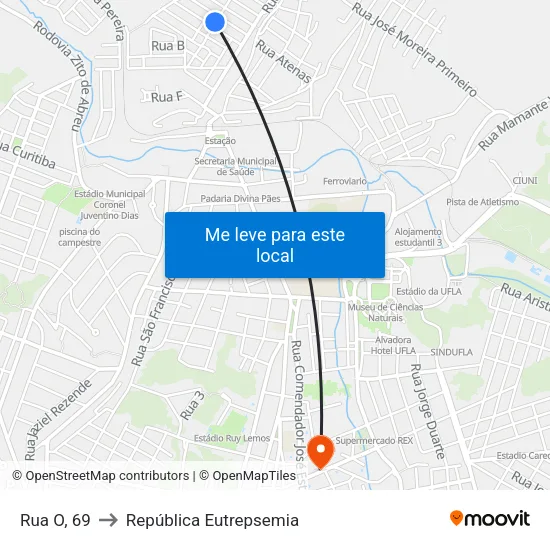 Rua O, 69 to República Eutrepsemia map