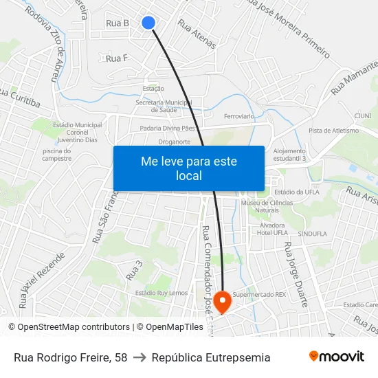 Rua Rodrigo Freire, 58 to República Eutrepsemia map