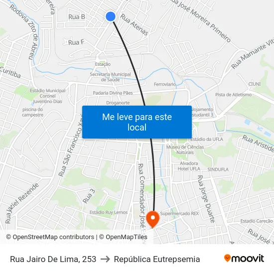 Rua Jairo De Lima, 253 to República Eutrepsemia map