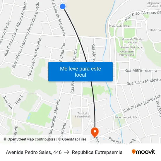 Avenida Pedro Sales, 446 to República Eutrepsemia map