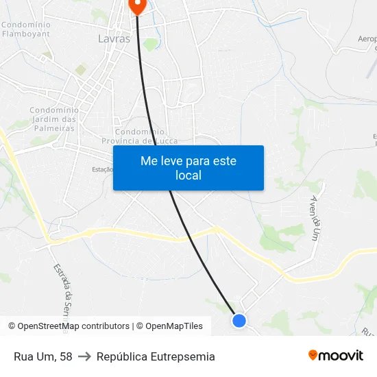 Rua Um, 58 to República Eutrepsemia map