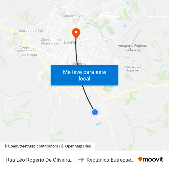 Rua Léo Rogerio De Oliveira, 824 to República Eutrepsemia map