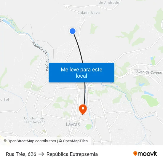 Rua Três, 626 to República Eutrepsemia map
