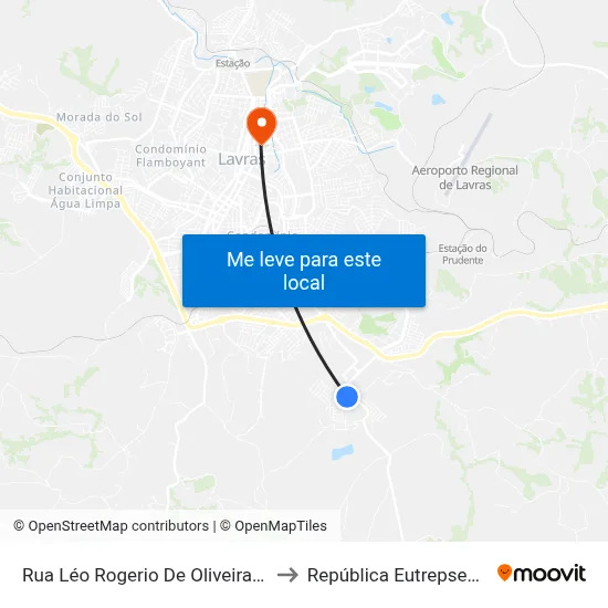 Rua Léo Rogerio De Oliveira, 37 to República Eutrepsemia map
