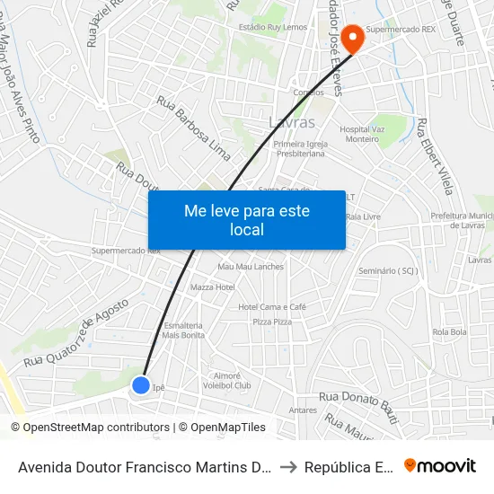 Avenida Doutor Francisco Martins De Andrade, 730 | Rodoviária to República Eutrepsemia map
