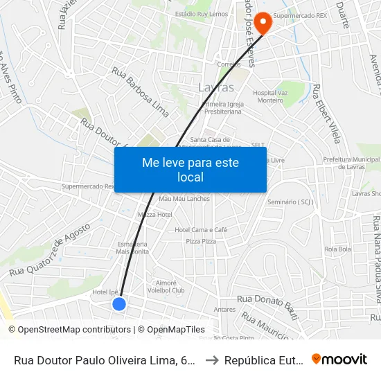 Rua Doutor Paulo Oliveira Lima, 675 | Sentido Centro to República Eutrepsemia map