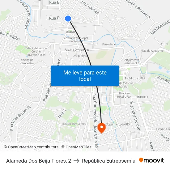 Alameda Dos Beija Flores, 2 to República Eutrepsemia map