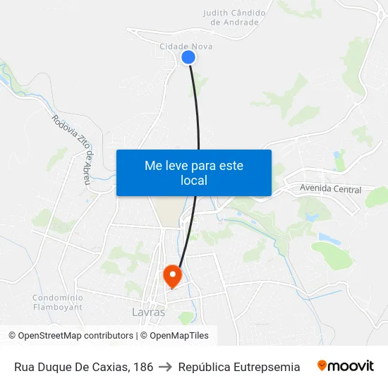 Rua Duque De Caxias, 186 to República Eutrepsemia map