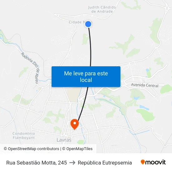 Rua Sebastião Motta, 245 to República Eutrepsemia map
