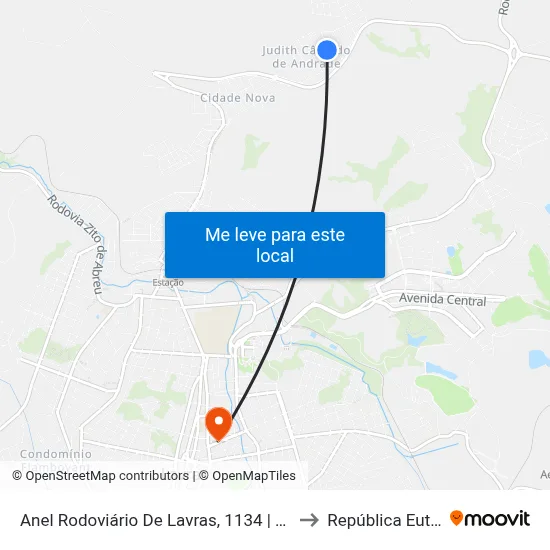 Anel Rodoviário De Lavras, 1134 | Sentido Vila Mariana to República Eutrepsemia map
