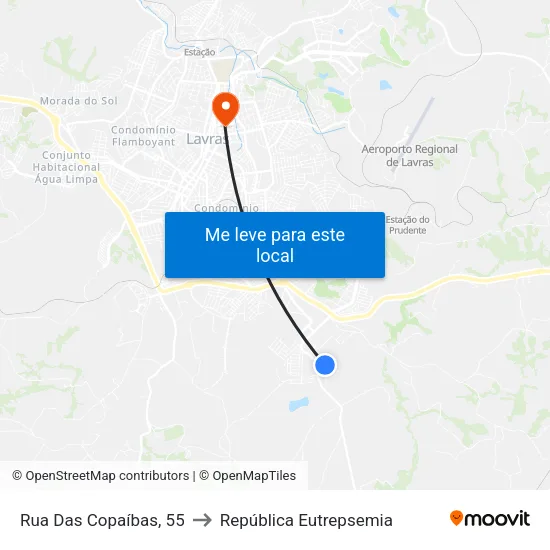 Rua Das Copaíbas, 55 to República Eutrepsemia map