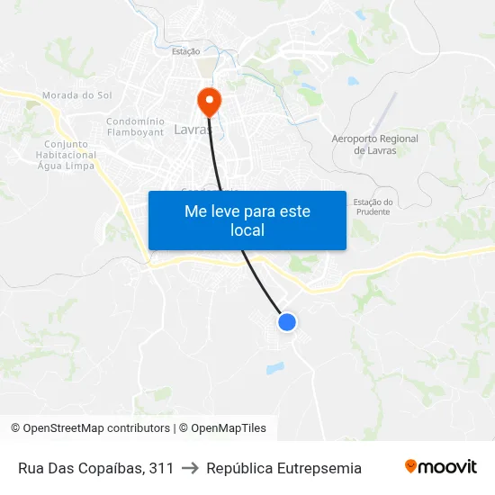 Rua Das Copaíbas, 311 to República Eutrepsemia map