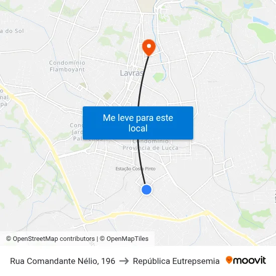 Rua Comandante Nélio, 196 to República Eutrepsemia map