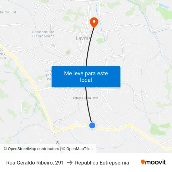 Rua Geraldo Ribeiro, 291 to República Eutrepsemia map