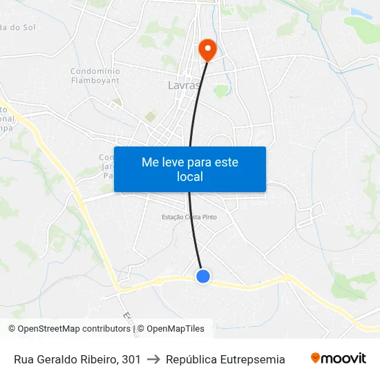 Rua Geraldo Ribeiro, 301 to República Eutrepsemia map