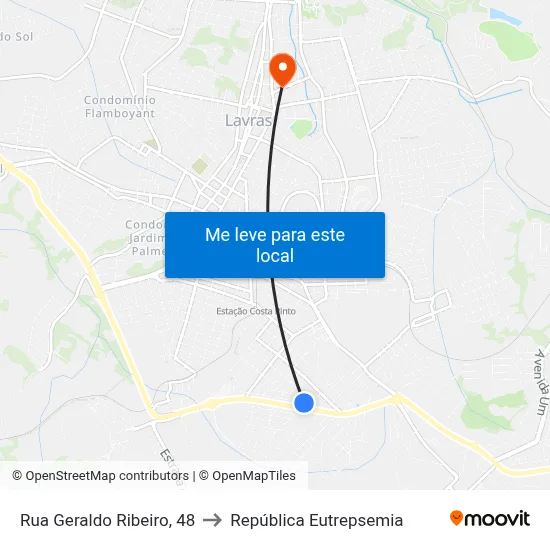 Rua Geraldo Ribeiro, 48 to República Eutrepsemia map