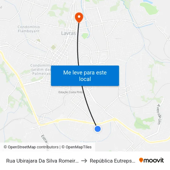 Rua Ubirajara Da Silva Romeiro, 185 to República Eutrepsemia map