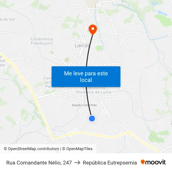 Rua Comandante Nélio, 247 to República Eutrepsemia map