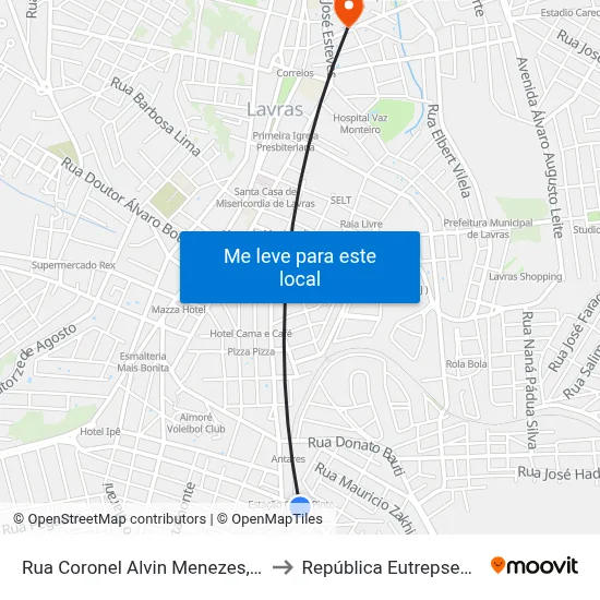 Rua Coronel Alvin Menezes, 5a to República Eutrepsemia map