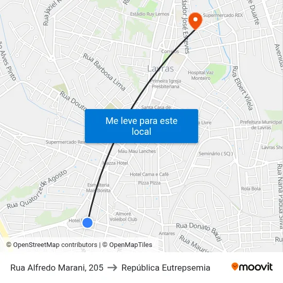 Rua Alfredo Marani, 205 to República Eutrepsemia map