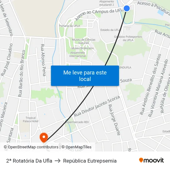 2ª Rotatória Da Ufla to República Eutrepsemia map