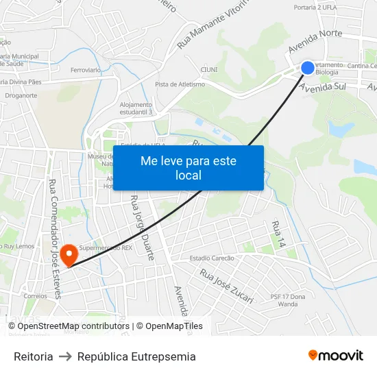 Reitoria to República Eutrepsemia map
