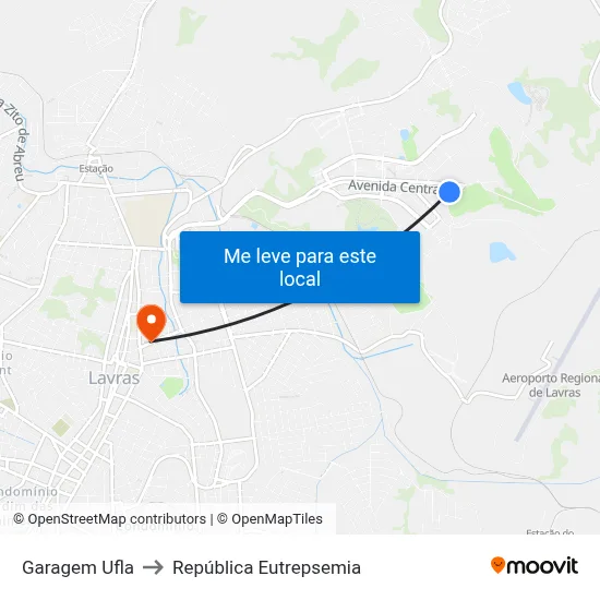 Garagem Ufla to República Eutrepsemia map