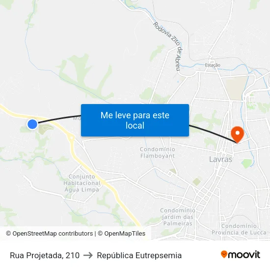 Rua Projetada, 210 to República Eutrepsemia map
