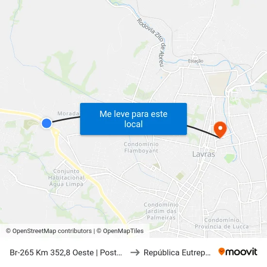 Br-265 Km 352,8 Oeste | Posto Trevão to República Eutrepsemia map