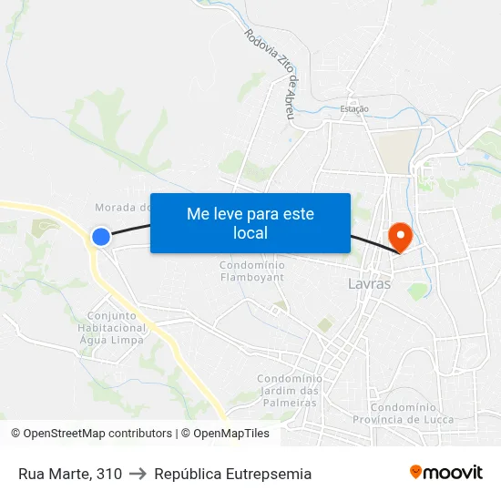 Rua Marte, 310 to República Eutrepsemia map