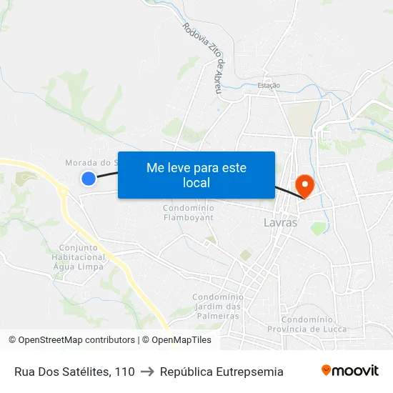 Rua Dos Satélites, 110 to República Eutrepsemia map