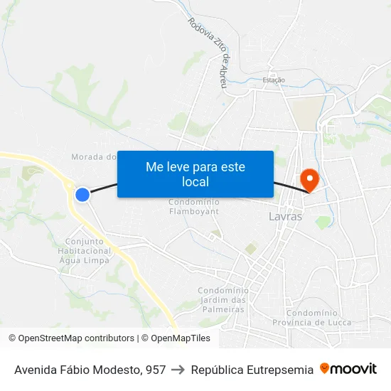 Avenida Fábio Modesto, 957 to República Eutrepsemia map