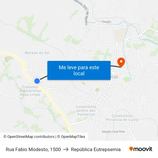 Rua Fabio Modesto, 1500 to República Eutrepsemia map