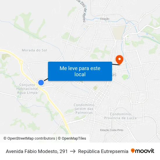 Avenida Fábio Modesto, 291 to República Eutrepsemia map