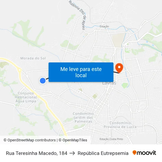 Rua Teresinha Macedo, 184 to República Eutrepsemia map