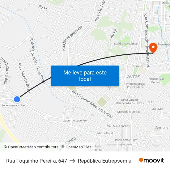 Rua Toquinho Pereira, 647 to República Eutrepsemia map