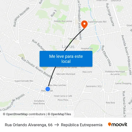 Rua Orlando Alvarenga, 66 to República Eutrepsemia map